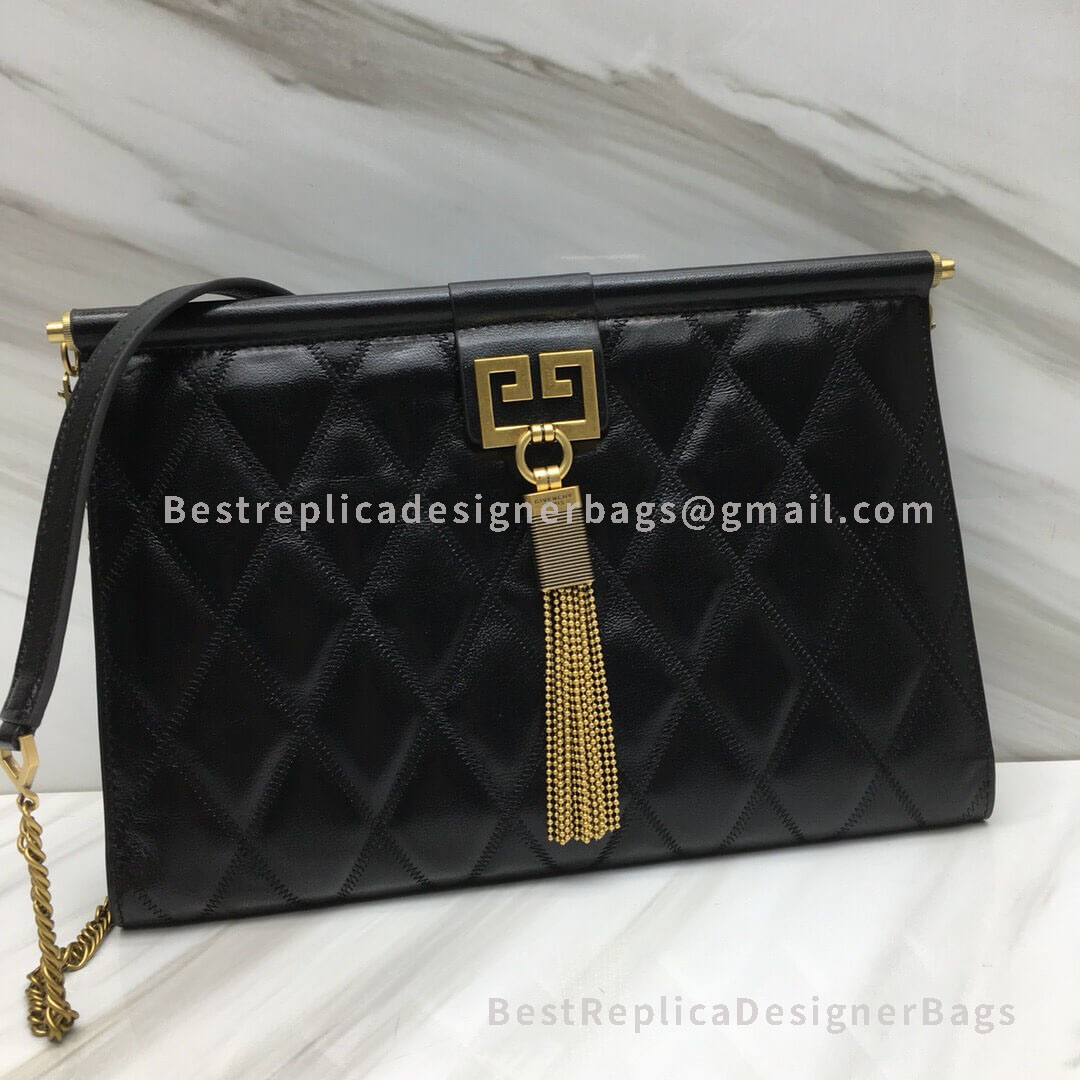 Givenchy Medium Gem Bag Black In Diamond Quilted Leather GHW 29921